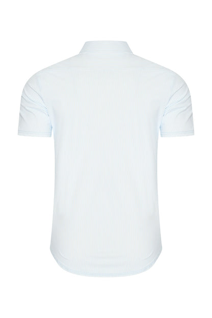 Men Shirt Stripe Print | Off White | L.Blue
