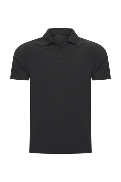 Men V Neck Polo Shirt | Black