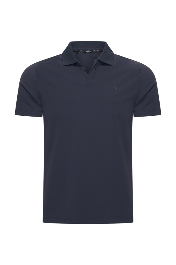 Men V Neck Polo Shirt | Dark Blue
