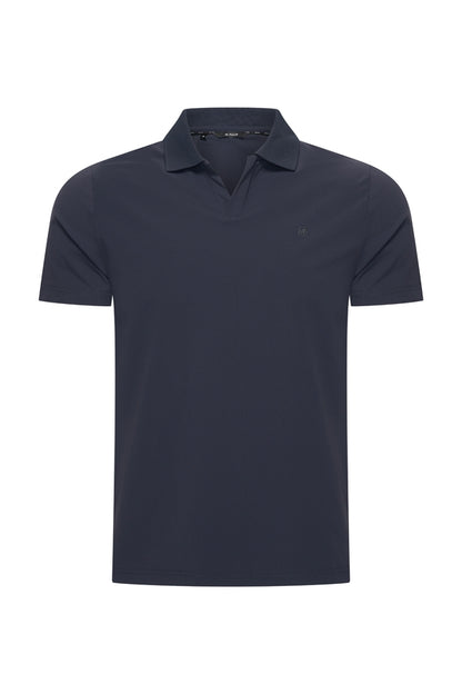 Men V Neck Polo Shirt | Dark Blue