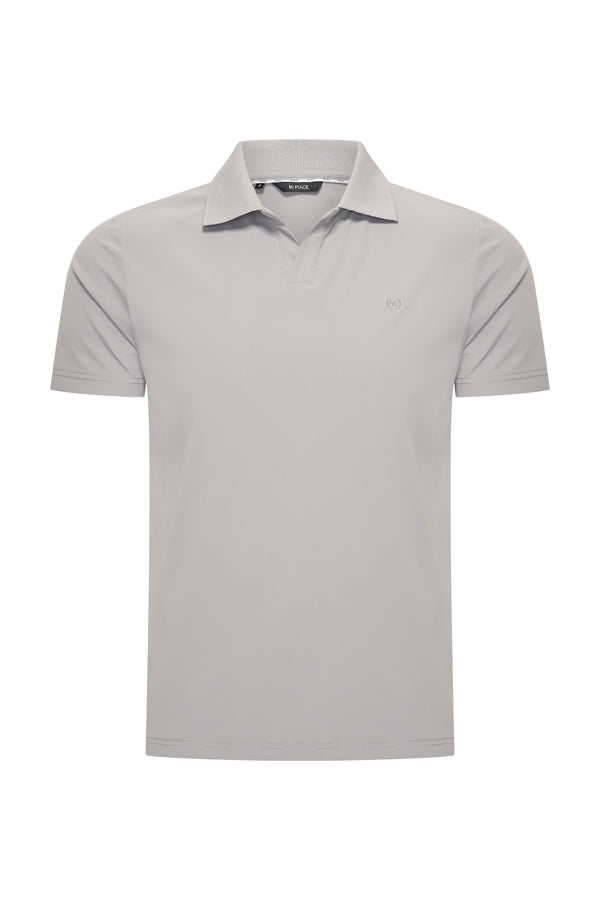 Men V Neck Polo Shirt | Elephant Grey