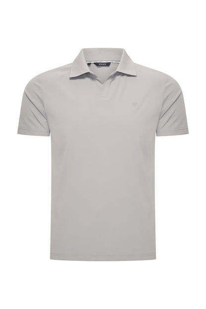 Men V Neck Polo Shirt | Elephant Grey