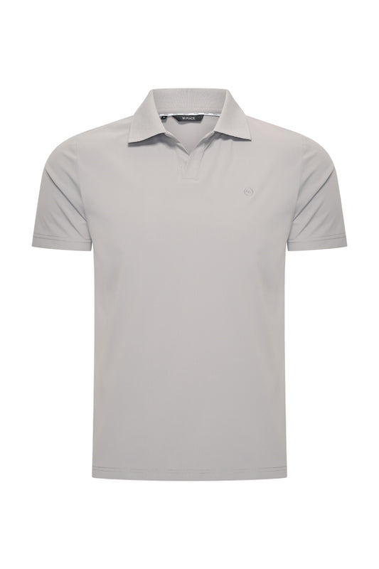 Men V Neck Polo Shirt | Elephant Grey