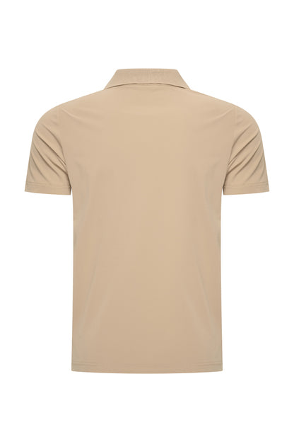 Men V Neck Polo Shirt | Latte