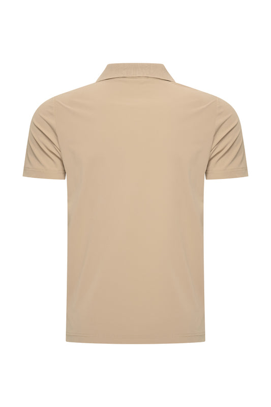Men V Neck Polo Shirt | Latte
