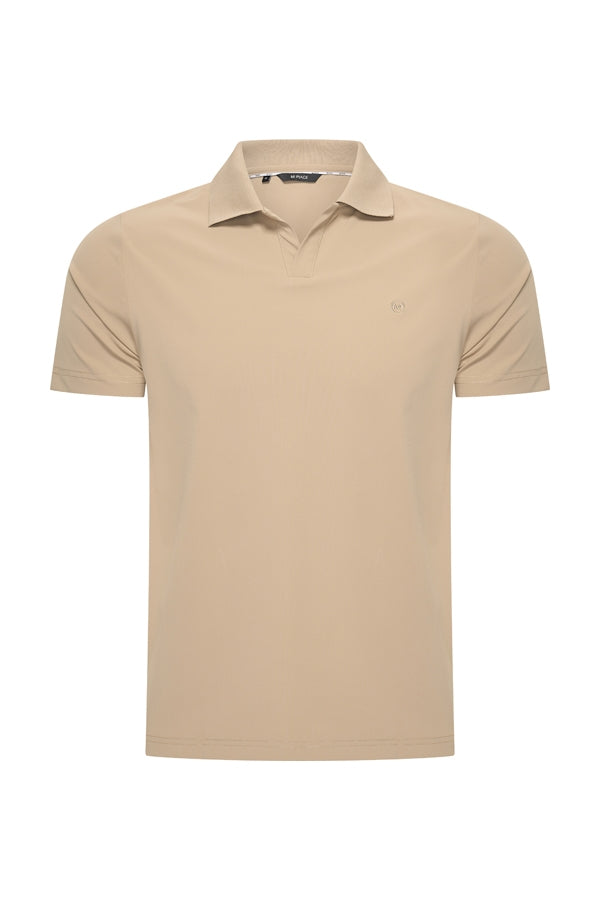 Men V Neck Polo Shirt | Latte