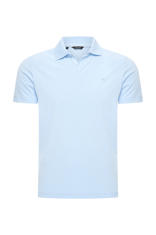 Men V Neck Polo Shirt | Light Blue