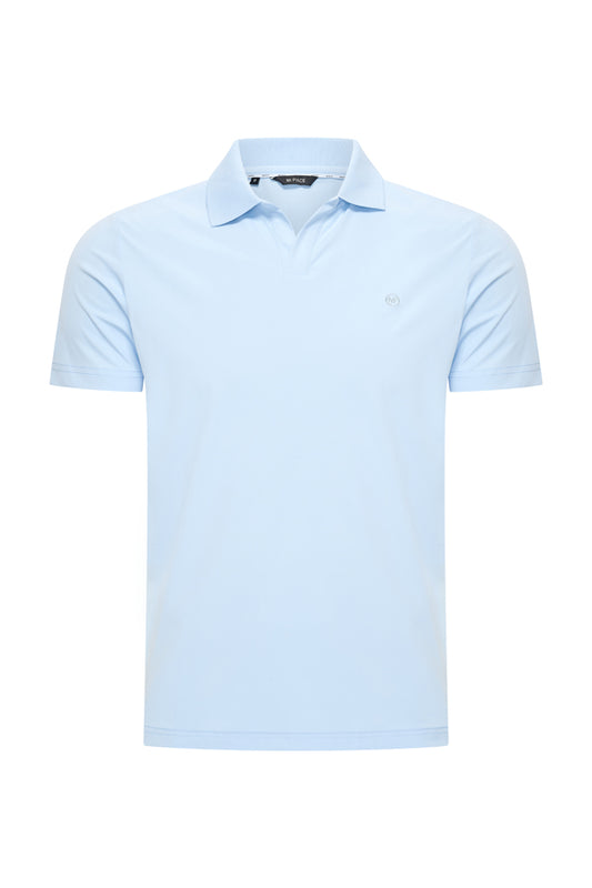 Men V Neck Polo Shirt | Light Blue