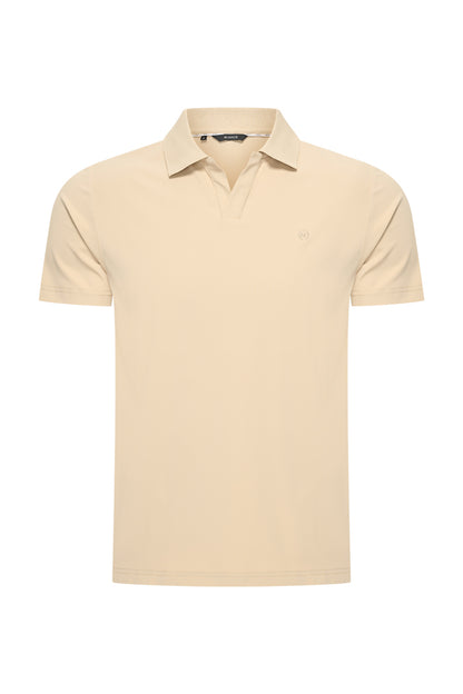 Men V Neck Polo Shirt | Sand