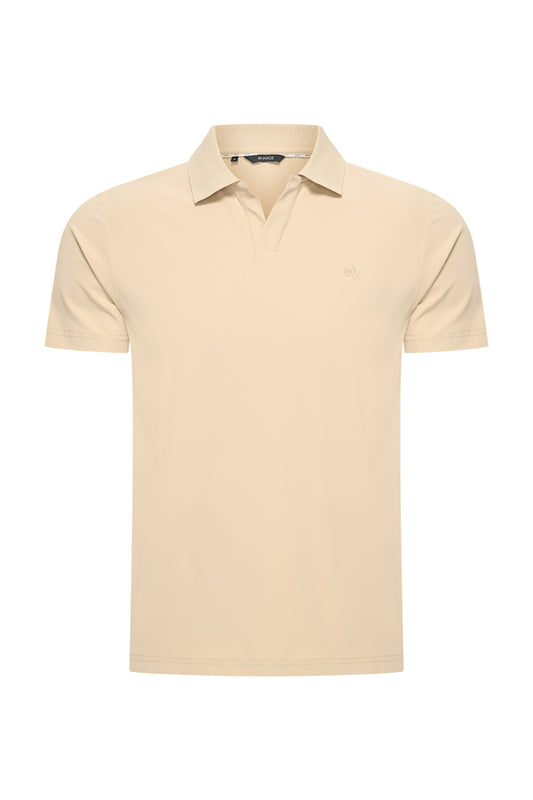 Men V Neck Polo Shirt | Sand