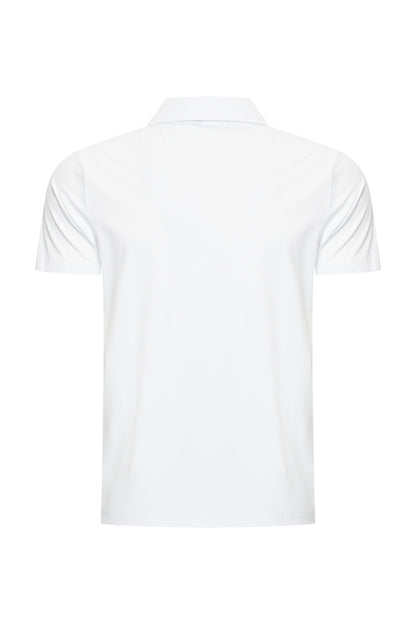 Men V Neck Polo Shirt | White