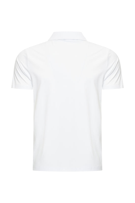 Men V Neck Polo Shirt | White
