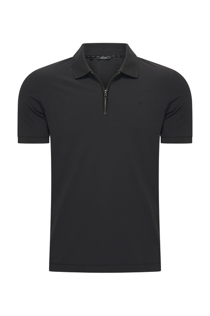 Men Zip Polo Shirt | Black