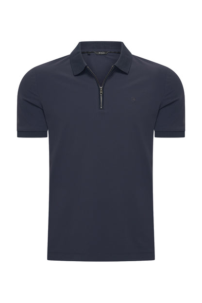 Men Zip Polo Shirt | Dark Blue
