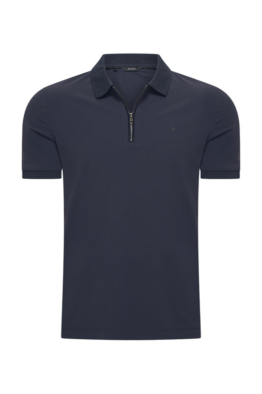 Men Zip Polo Shirt | Dark Blue