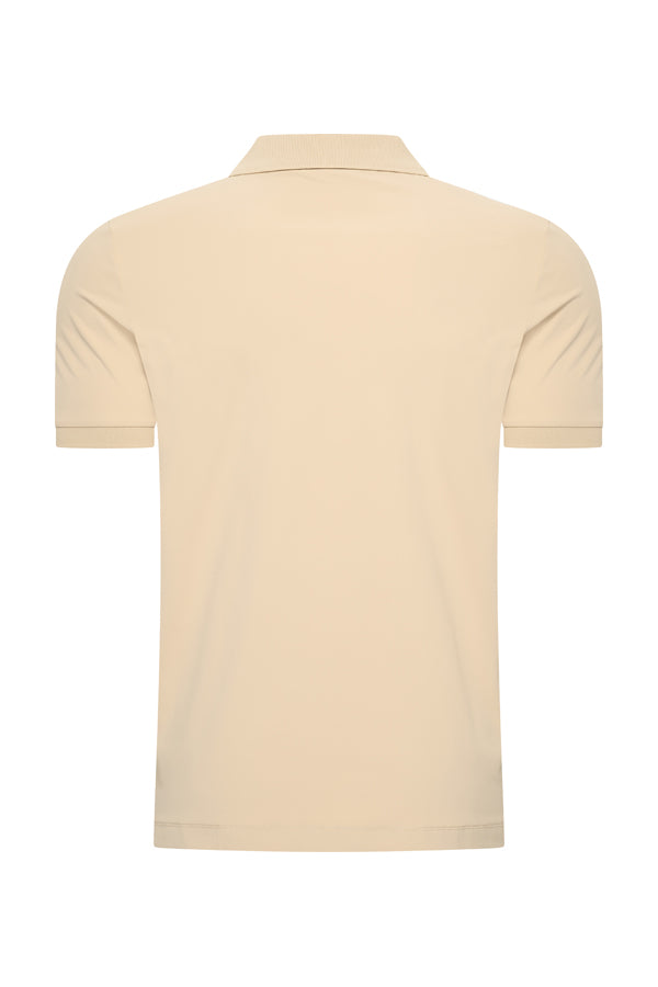 Men Zip Polo Shirt | Sand