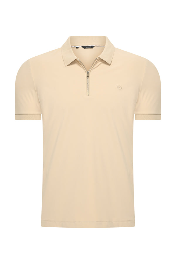 Men Zip Polo Shirt | Sand