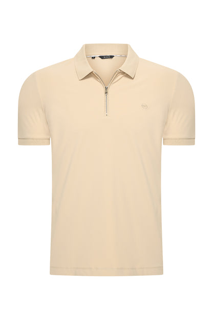Men Zip Polo Shirt | Sand