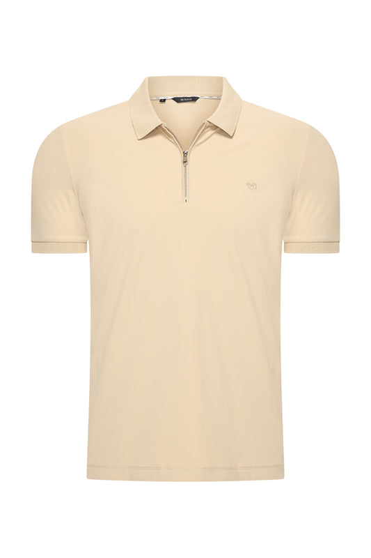 Men Zip Polo Shirt | Sand