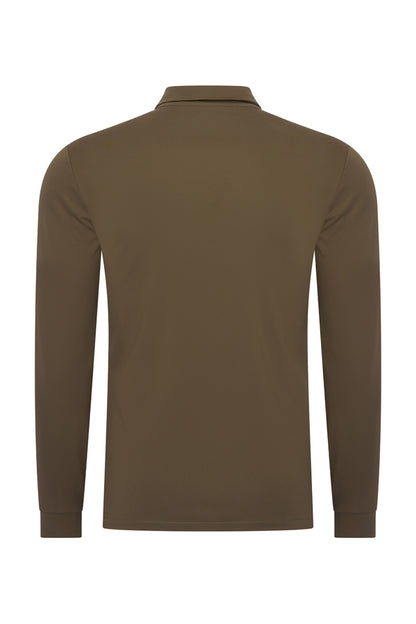 Men Polo Cotton Long Sleeves | Olive