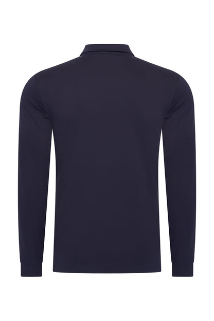 Men Polo Cotton Long Sleeves | Dark Blue