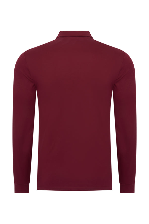 Men Polo Cotton Long Sleeves | Burgundy