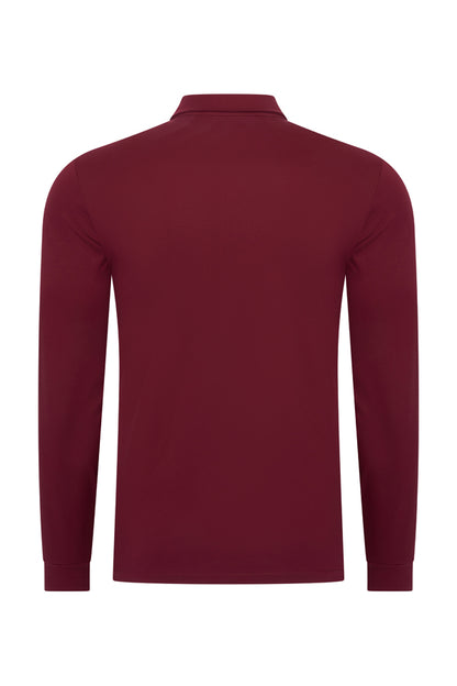 Men Polo Cotton Long Sleeves | Burgundy