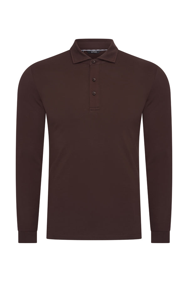 Men Polo Cotton Long Sleeves | Espresso