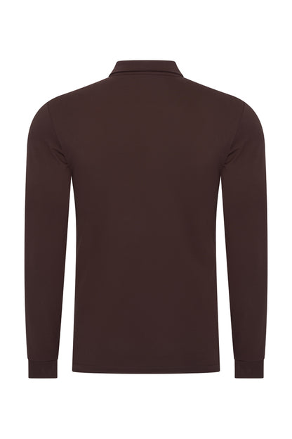 Men Polo Cotton Long Sleeves | Espresso