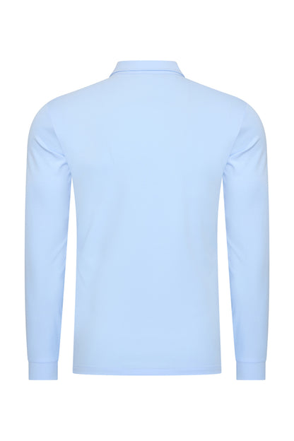 Men Polo Cotton Long Sleeves | Light Blue