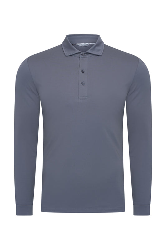Herren Polo Baumwolle Langarm | Cloud Blue