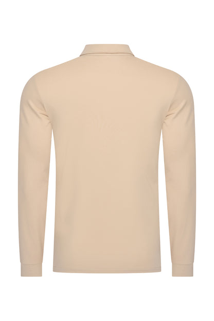 Men Polo Cotton Long Sleeves | Beige