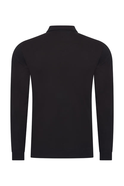 Men Polo Cotton Long Sleeves | Black