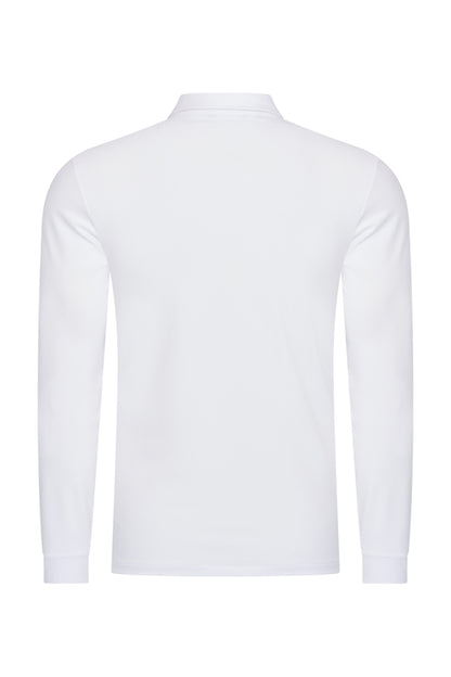 Men Polo Cotton Long Sleeves | White