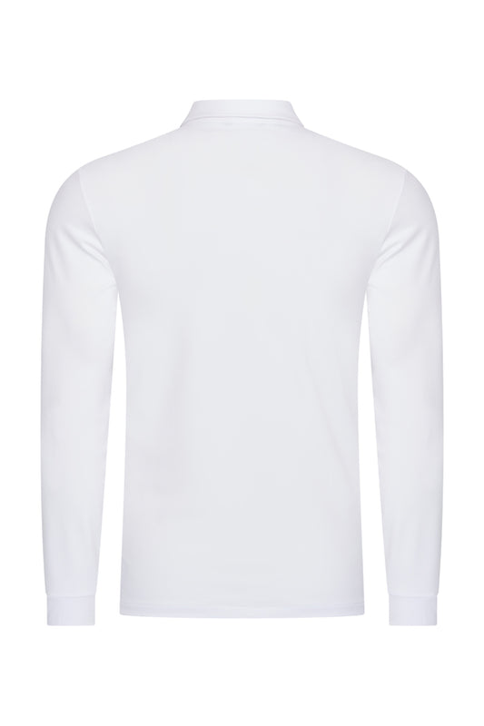 Men Polo Cotton Long Sleeves | White