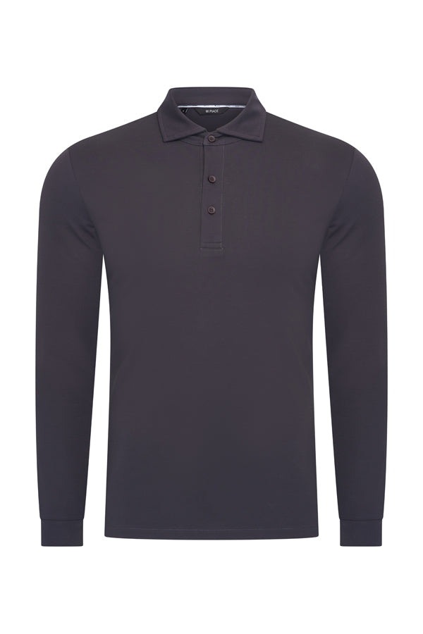 Men's Polo Cotton Long Sleeves | Dark Grey