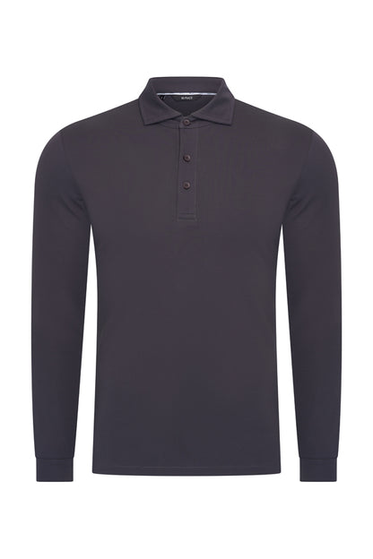 Men's Polo Cotton Long Sleeves | Dark Grey