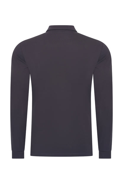 Men Polo Cotton Long Sleeves | Dark Grey