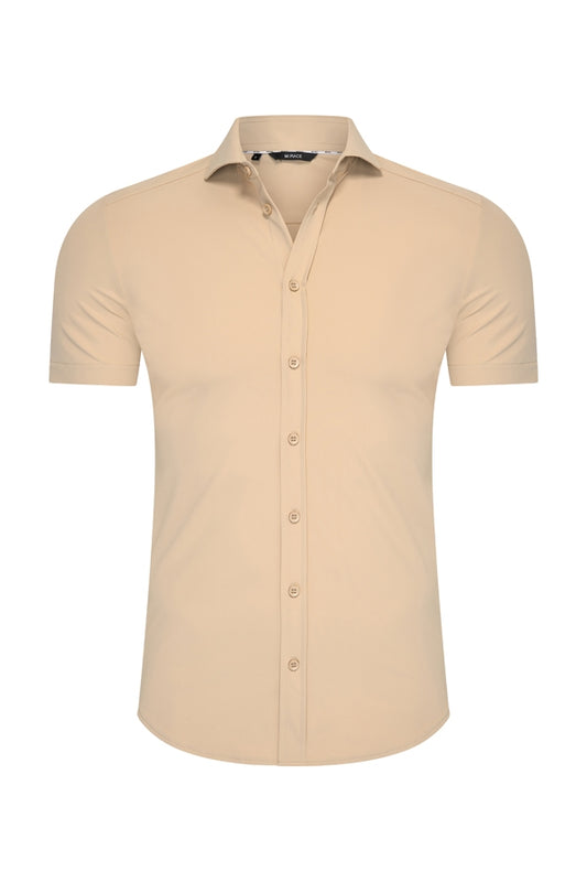 Men Shirt Short Sleeve | Beige